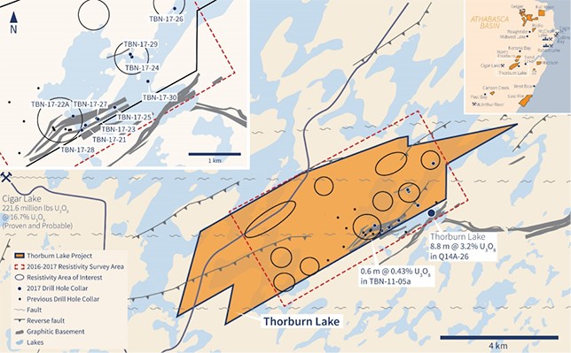 Drill Hole Locations at Thorburn Lake